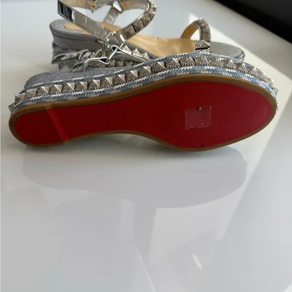 Christian Louboutin Silver Embellished Sandals - Picture 4 of 4